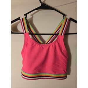 Girls Bra Top Sports Bra Hot Pinks Size XL‎ 14 Rainbow Stripes Kami Racerback